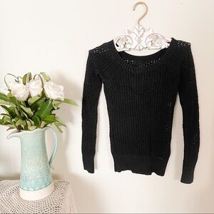 NEW Guess Black Long Sleeves Cable Sweater